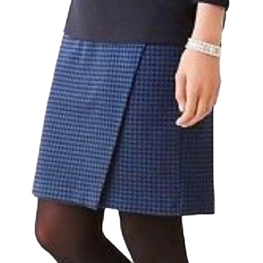 J Jill ponte houndstooth black blue faux wrap pencil skirt XS